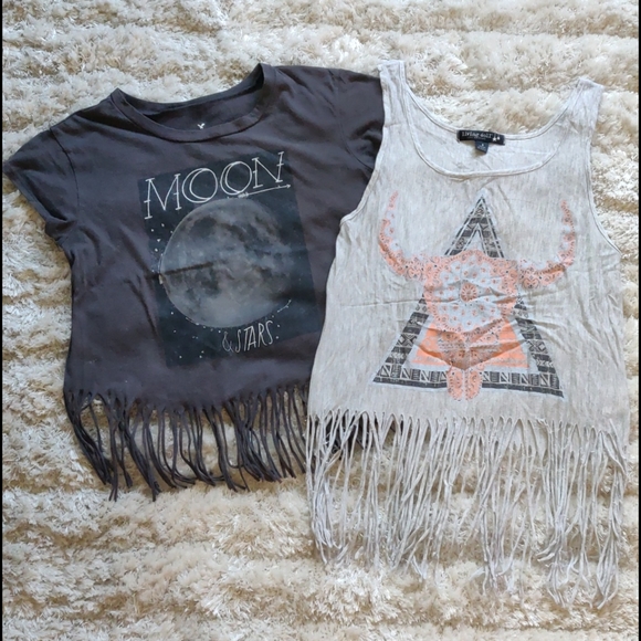 American Eagle Outfitters Tops - EUC Pair of Boho fringe shirts